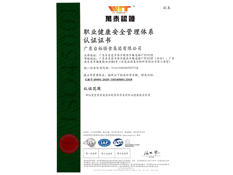 職業(yè)健康安全管理體系認(rèn)證證書